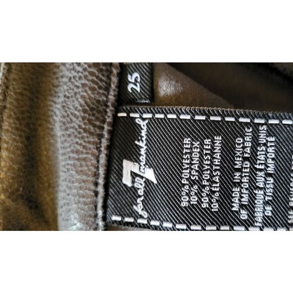 7FAM High Waist Knee Seam Skinny Jeans Faux Leather Crackle 25 - Picture 3 of 6